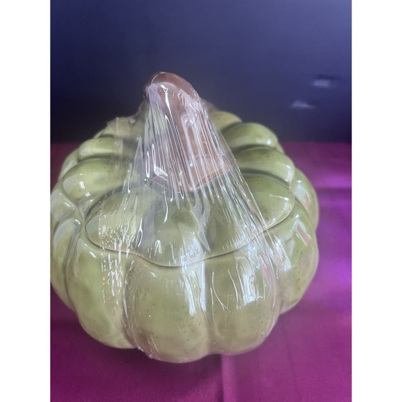 NEW Stoneware Green Pumpkin Bowl By Chris Madden (2361) - Picture 2 of 5